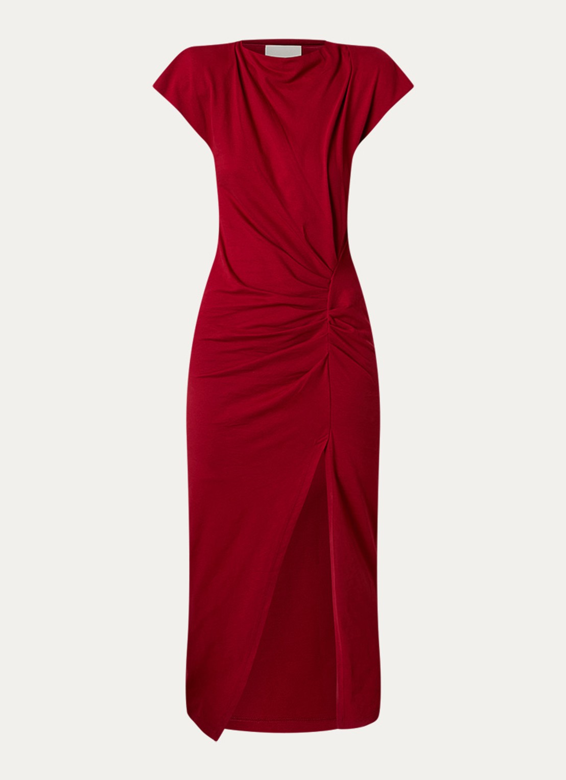 Isabel Marant Nadela maxi jurk met plooidetail en split - voorkant cranberryrood