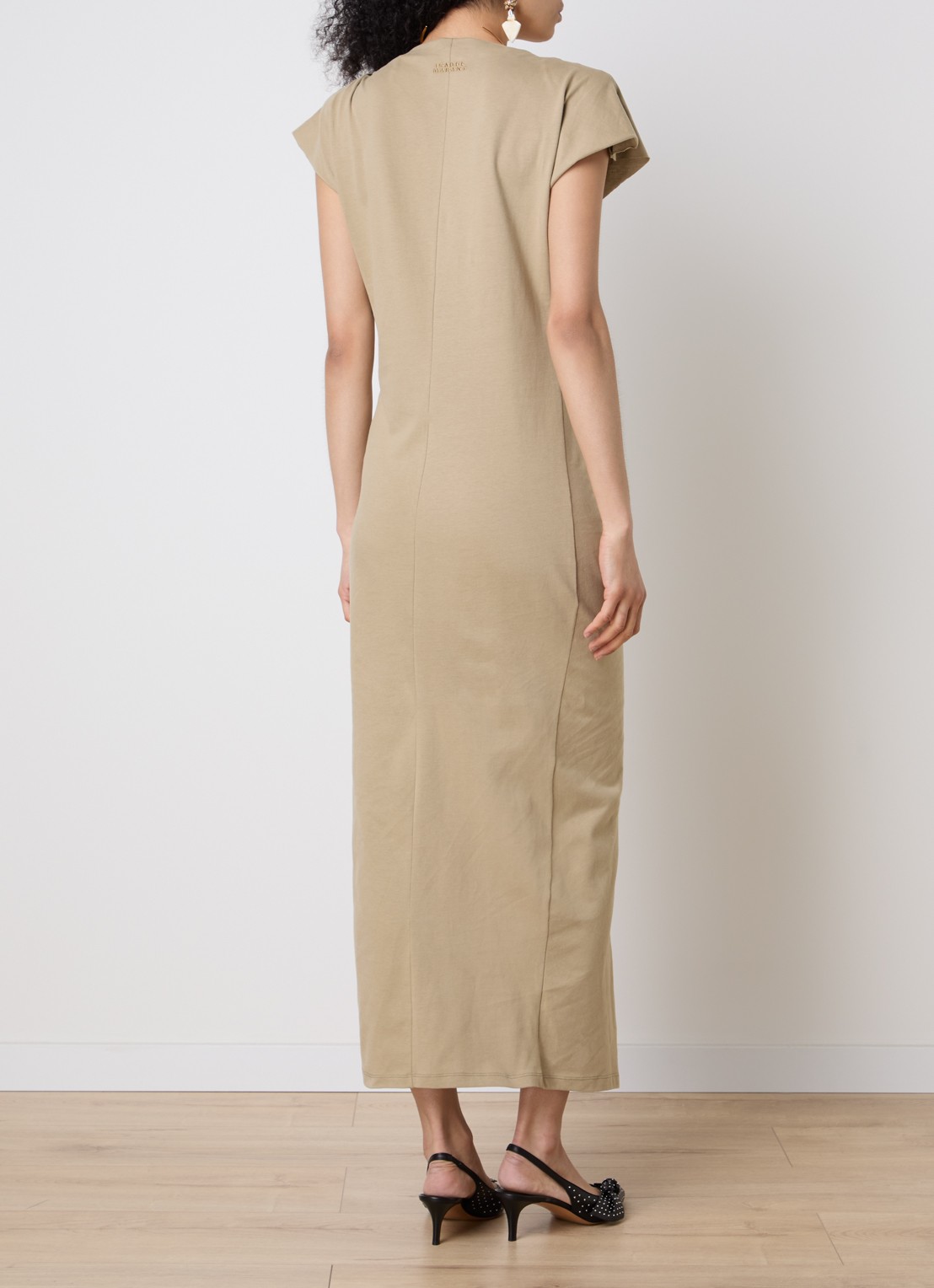Isabel Marant Nadela midi jurk met split - achterkant 5 khaki