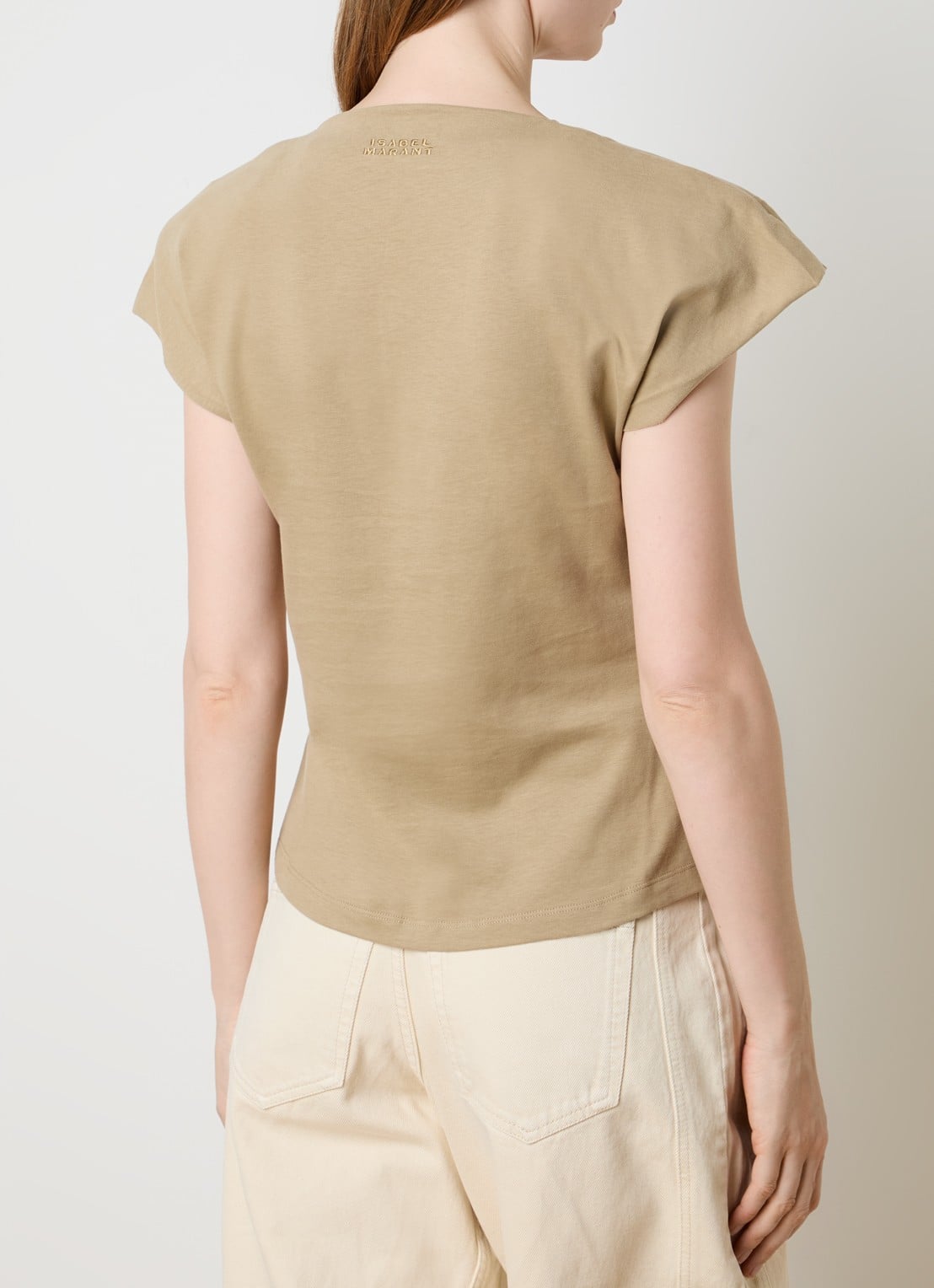 Isabel Marant Nadrine top met schoudervulling en V-hals - achterkant 5 beige