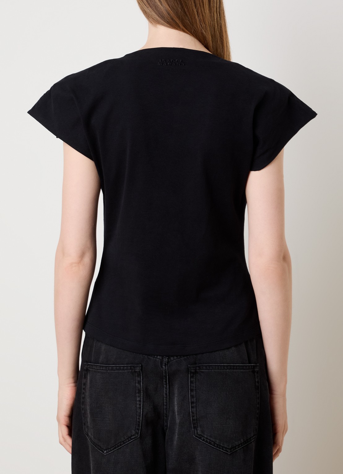 Isabel Marant Nadrine top met schoudervulling en V-hals - achterkant 5 zwart