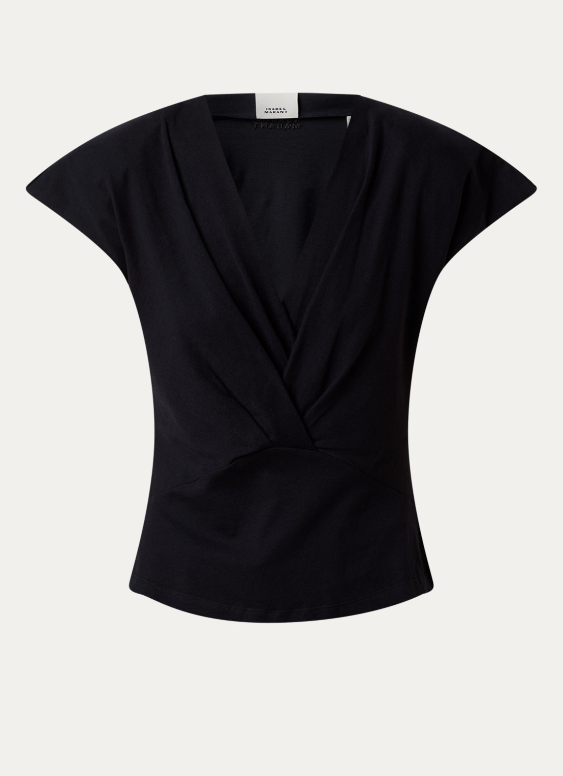 Isabel Marant Nadrine top met schoudervulling en V-hals - voorkant 3 zwart
