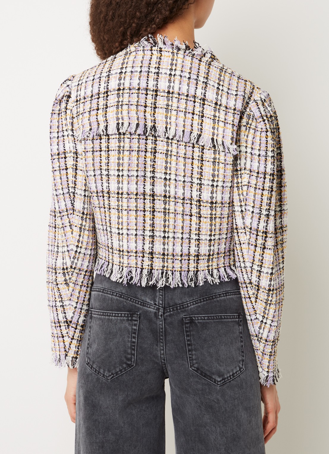 Isabel Marant Nameo cropped blazer met tweed-look - achterkant lichtpaars