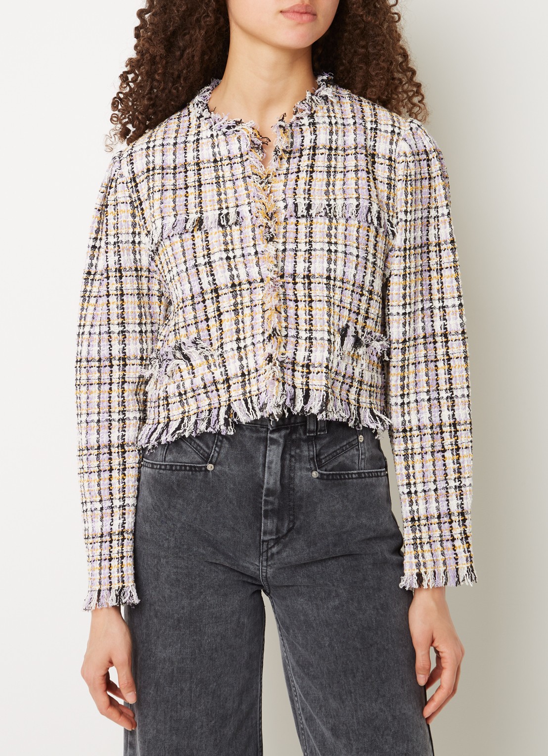 Isabel Marant Nameo cropped blazer met tweed-look - detail 2 lichtpaars
