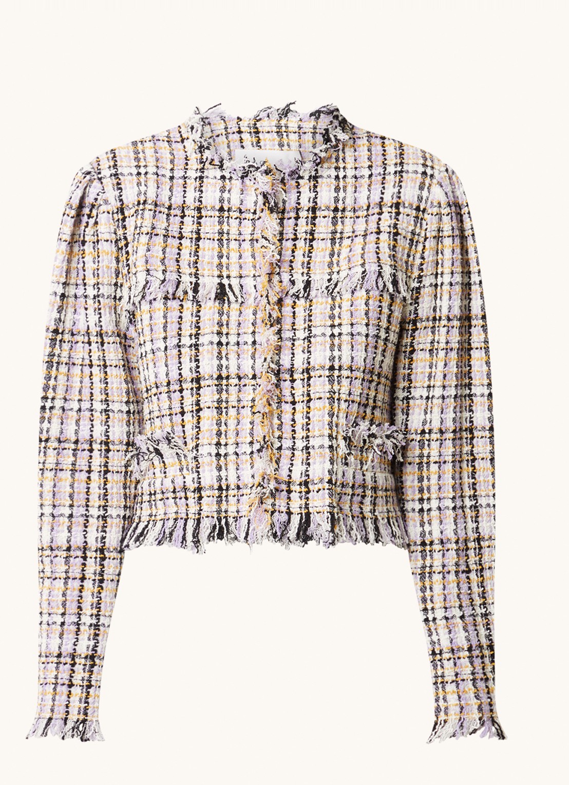 Isabel Marant Nameo cropped blazer met tweed-look - voorkant 4 lichtpaars