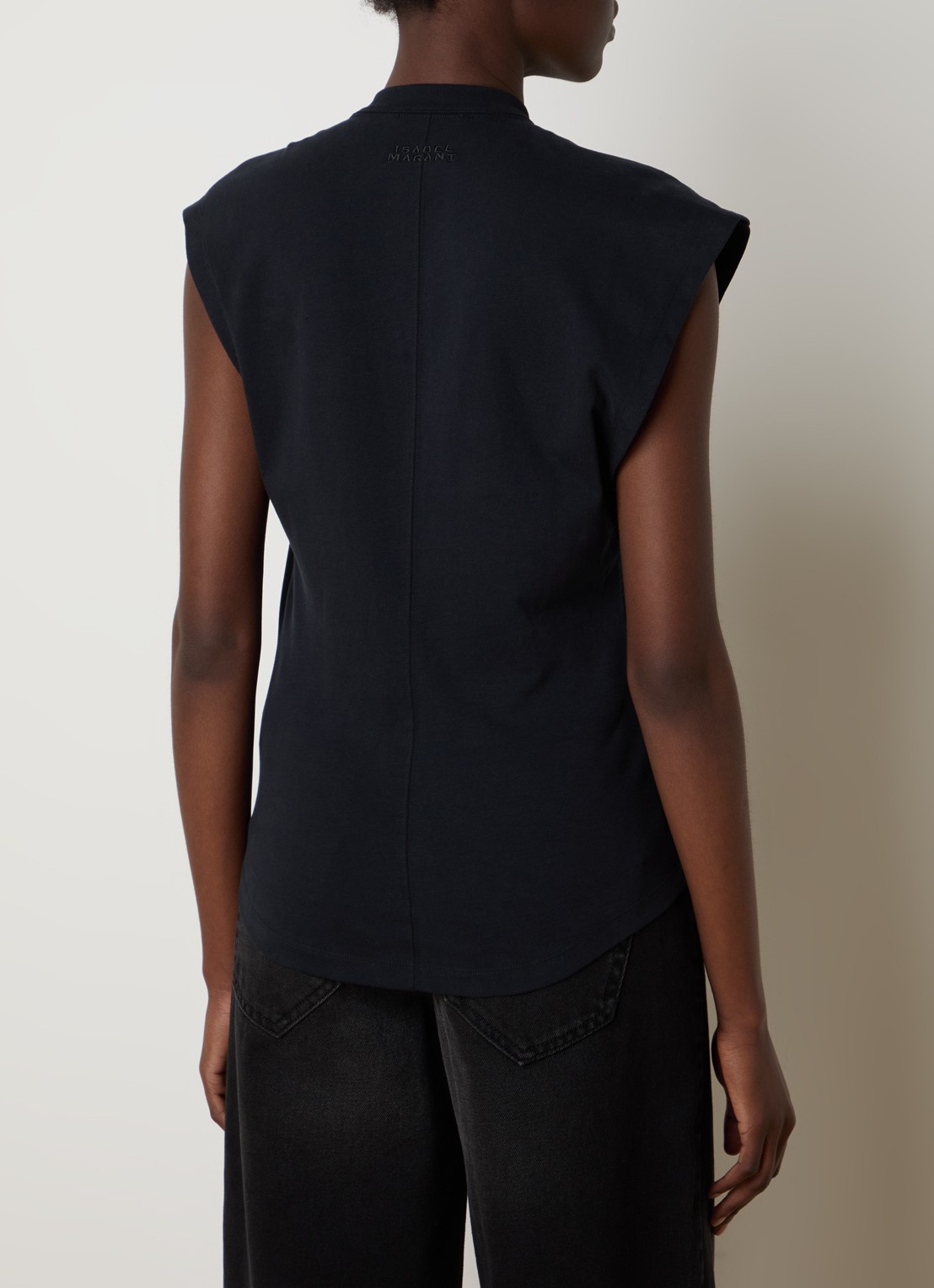 Isabel Marant Nayda T-shirt met asymmetrische hals  - achterkant zwart