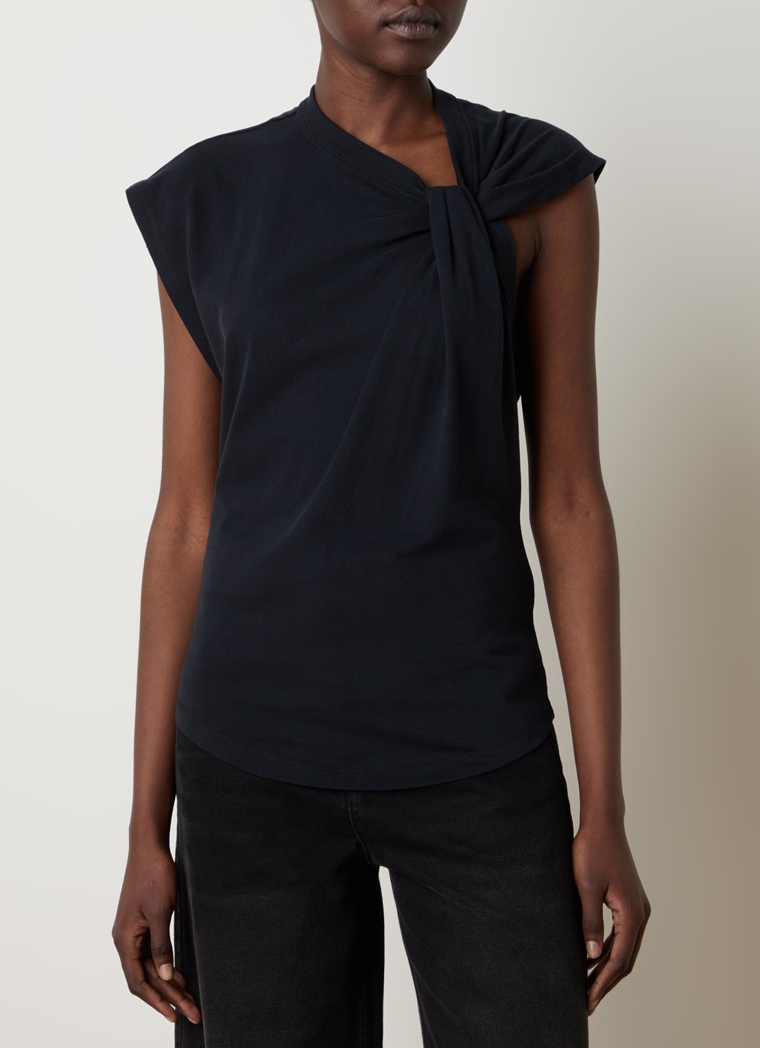 Isabel Marant Nayda T-shirt met asymmetrische hals  - detail 4 zwart