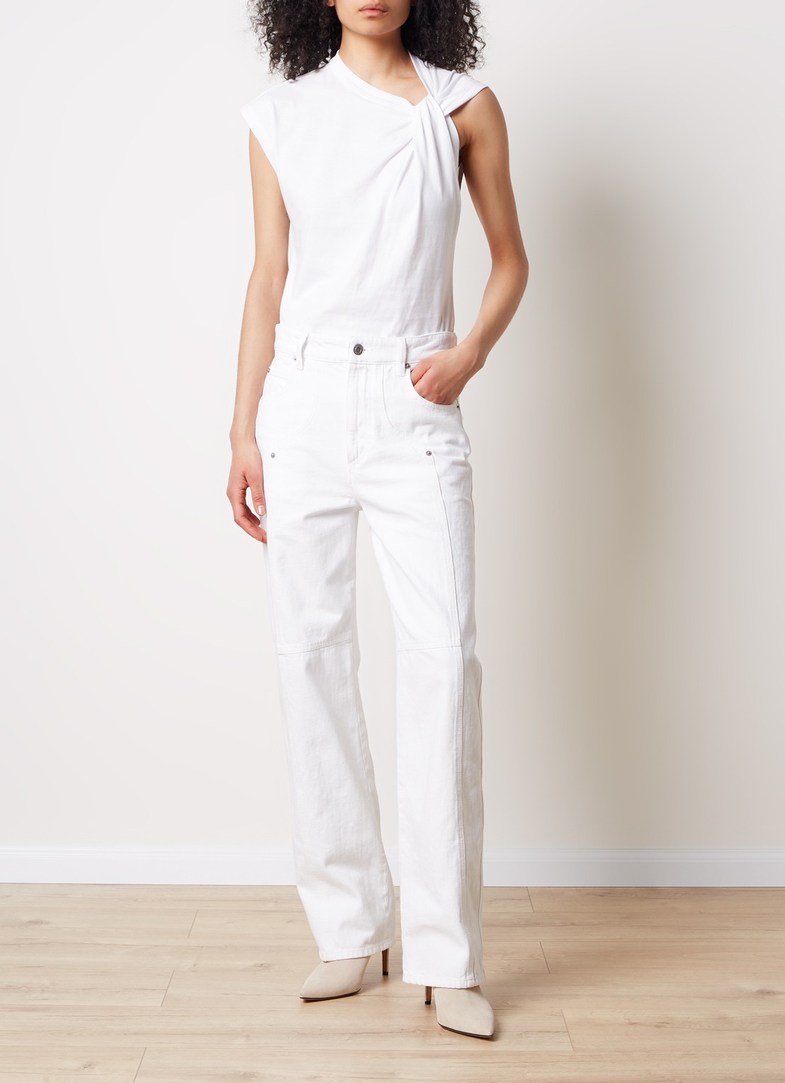 Isabel Marant Nayda top met knoopdetail - voorkant 5 wit