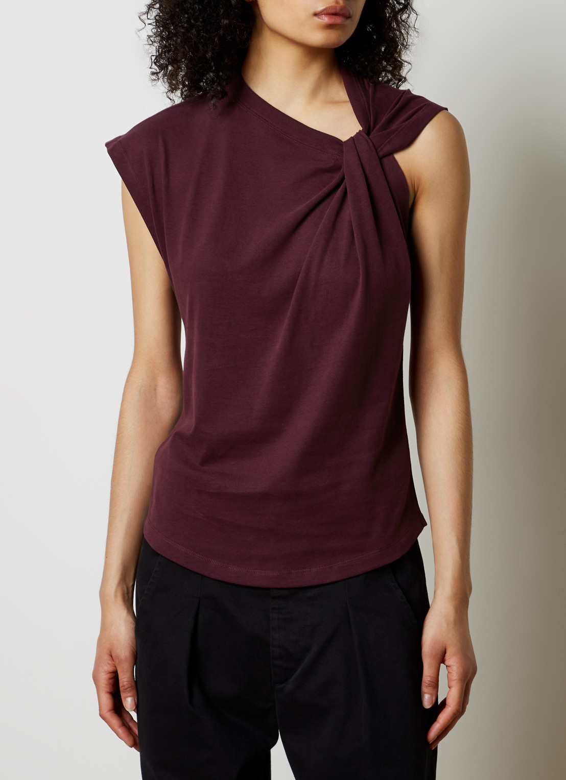 Isabel Marant Nayda top met knoopdetail - detail aubergine