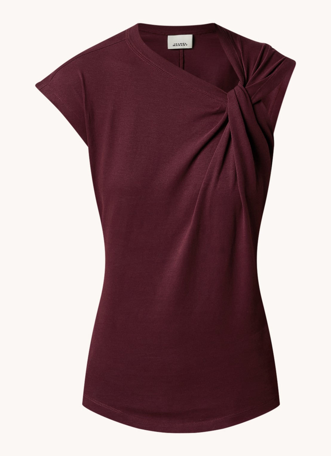 Isabel Marant Nayda top met knoopdetail - voorkant 4 aubergine