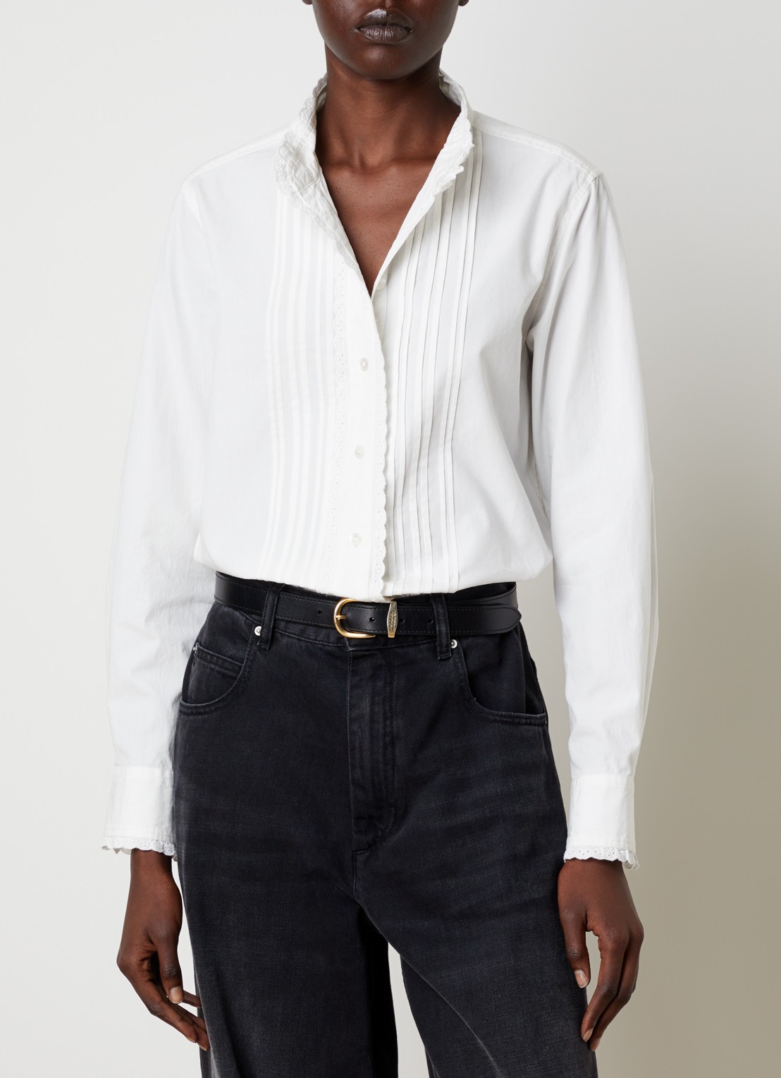Isabel Marant Nazila blouse met broderie - detail 2 wit