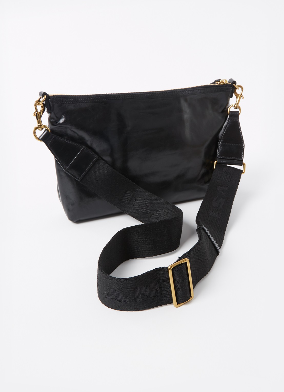 Isabel Marant Nessah clutch van lakleer - achterkant zwart