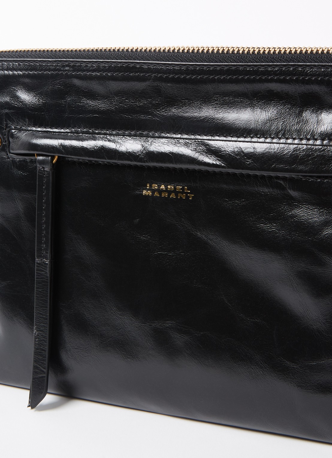 Isabel Marant Nessah clutch van lakleer - detail 4 zwart