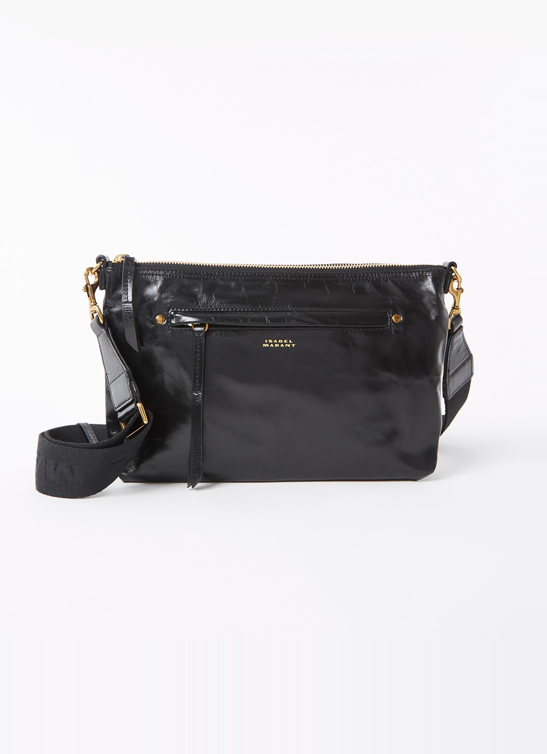 Isabel Marant Nessah clutch van lakleer - voorkant 5 zwart