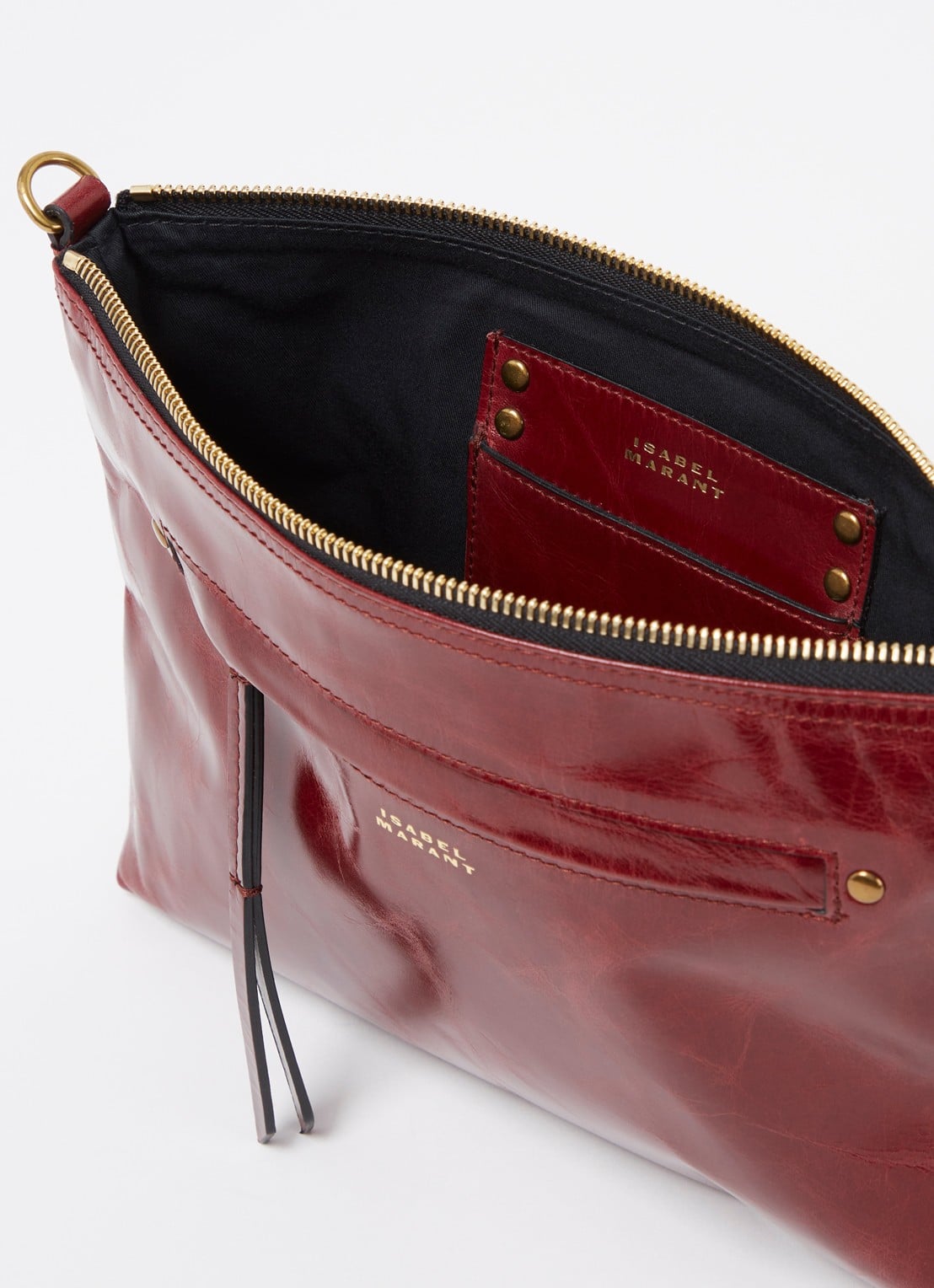 Isabel Marant Nessah clutch van lakleer - detail 4 bordeauxrood