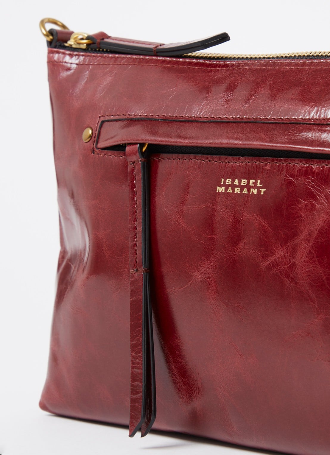Isabel Marant Nessah clutch van lakleer - detail 6 bordeauxrood