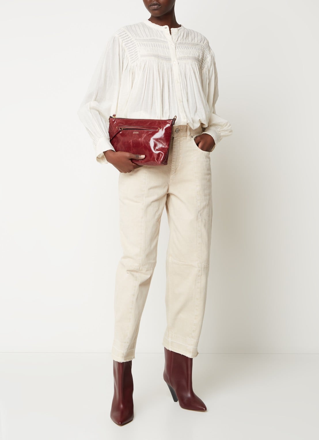 Isabel Marant Nessah clutch van lakleer - voorkant 2 bordeauxrood