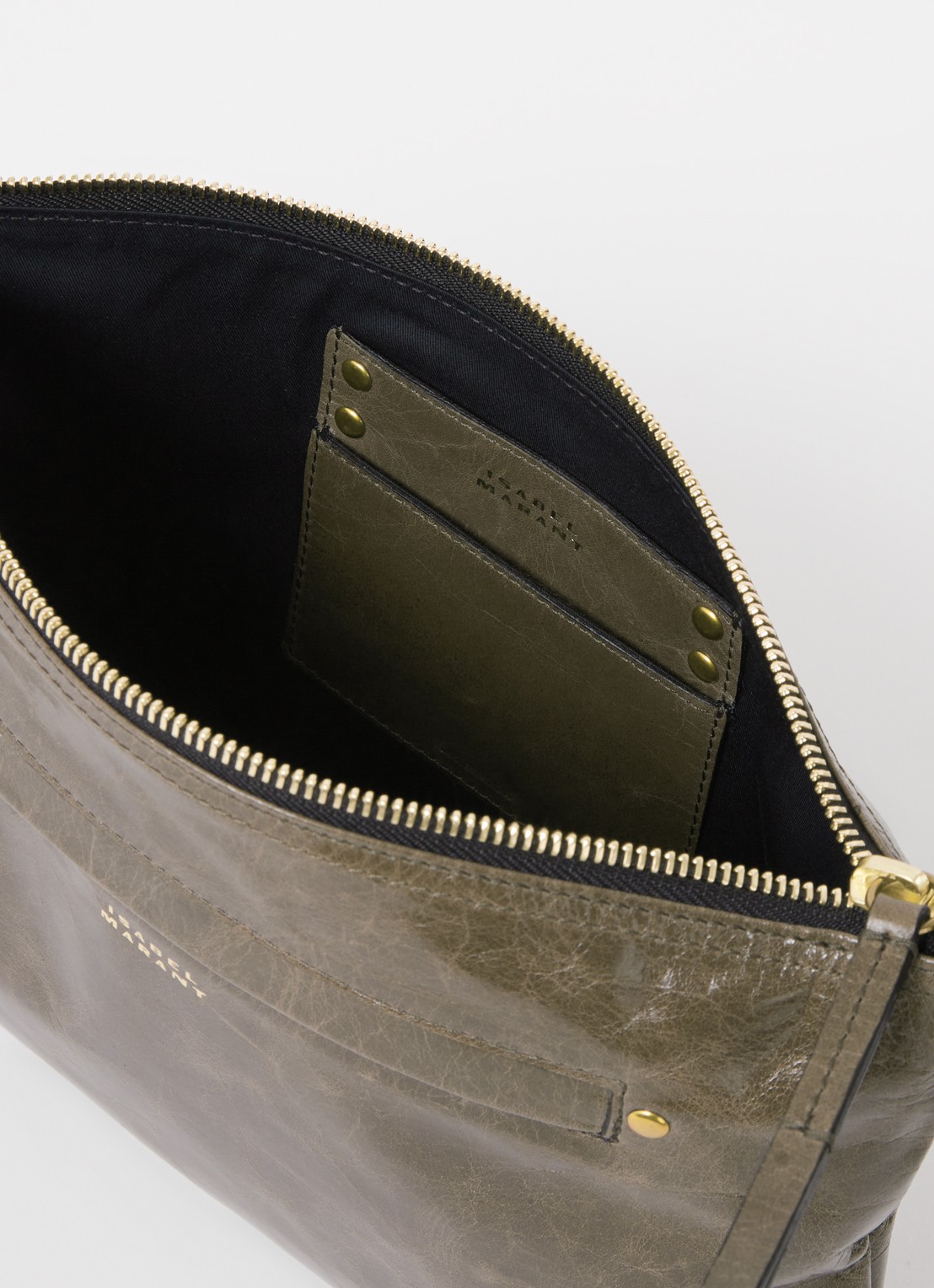 Isabel Marant Nessah crossbodytas van leer - detail 3 khaki