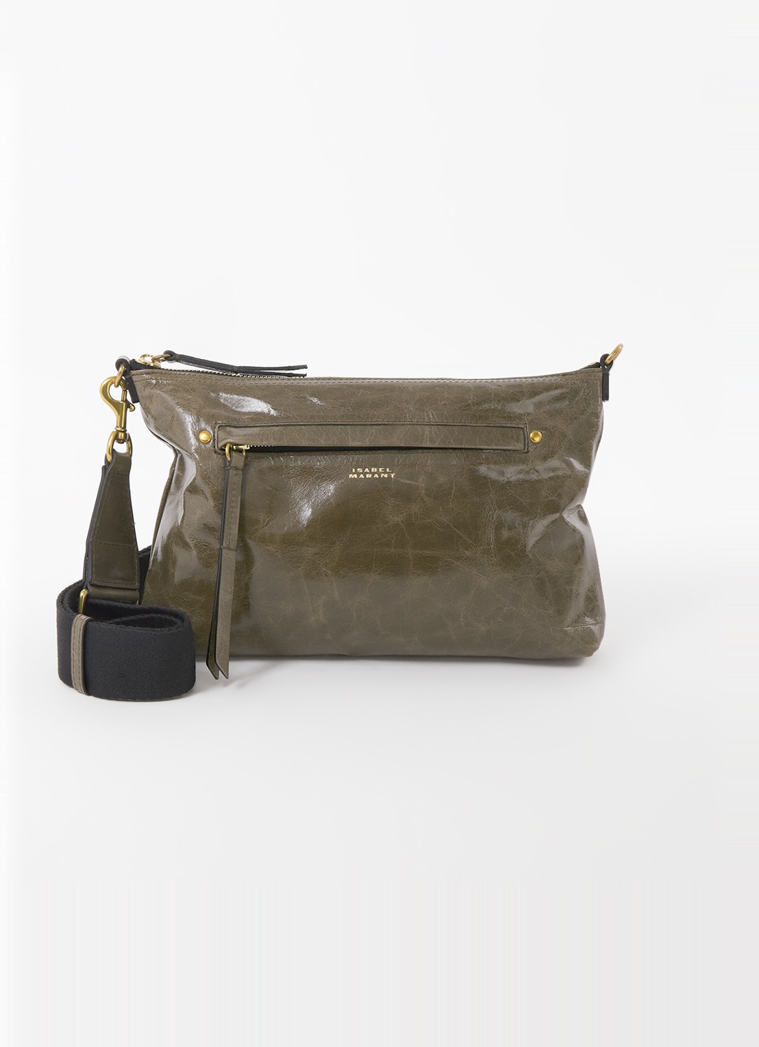 Isabel Marant Nessah crossbodytas van leer - voorkant khaki