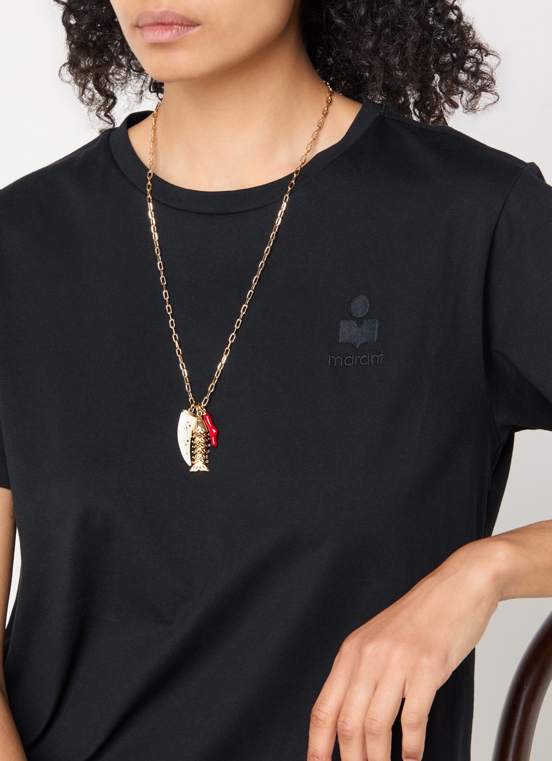 Isabel Marant New River Long ketting met hanger - voorkant 2 goud