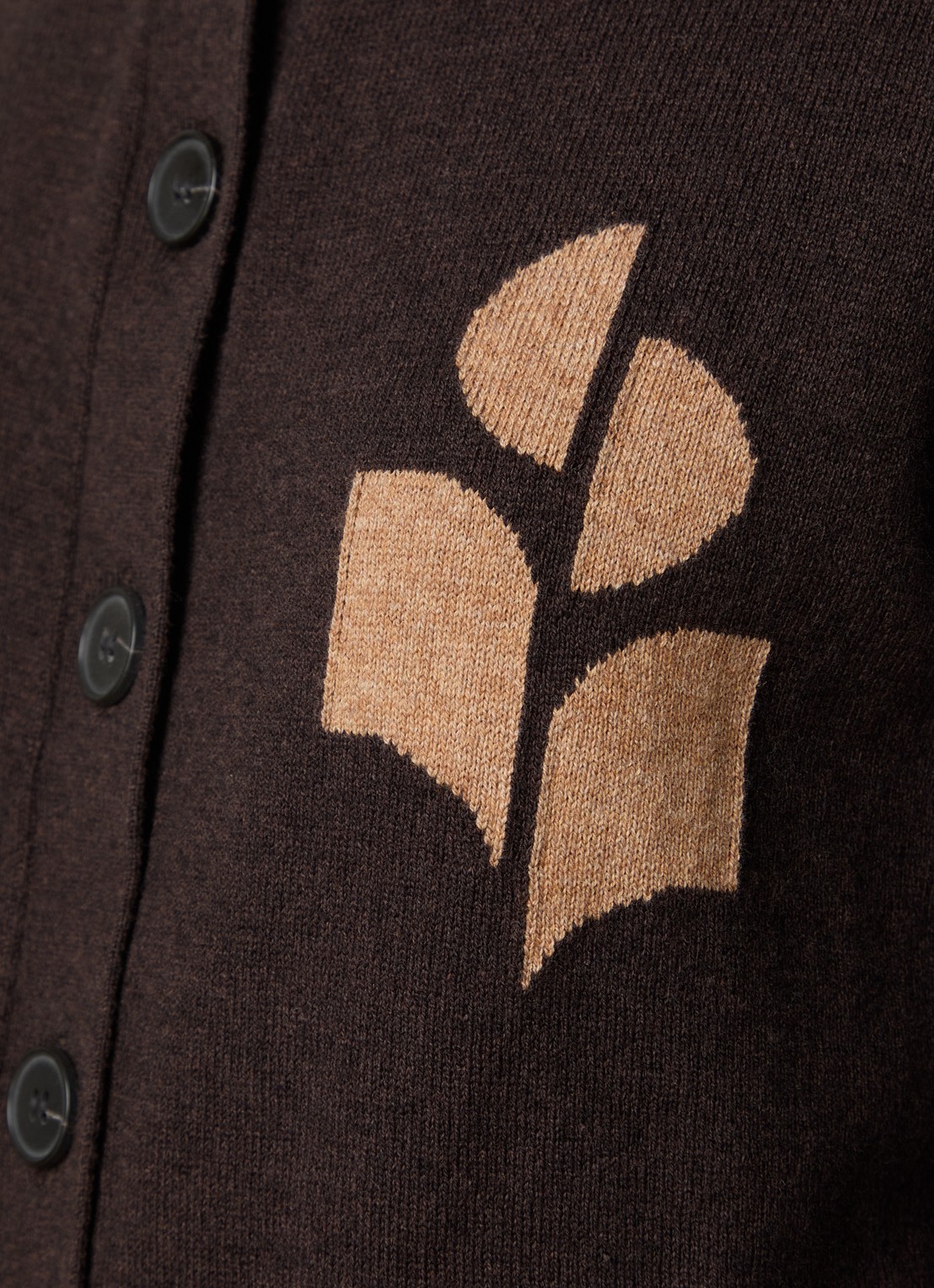 Isabel Marant Newton fijngebreid vest in wolblend met logo - detail 4 chocoladebruin