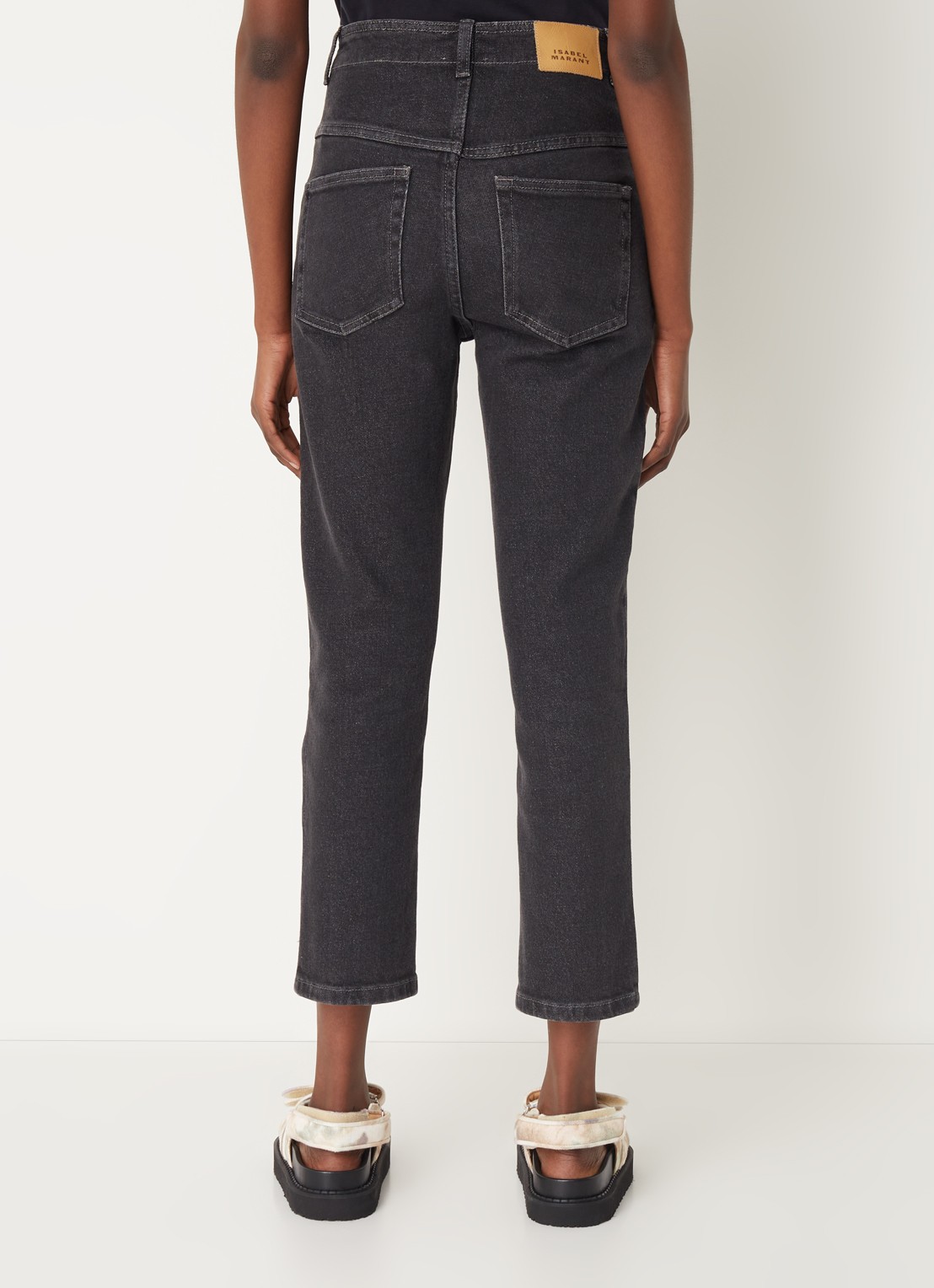 Isabel Marant Niliane high waist slim fit cropped jeans  - achterkant 5 antraciet