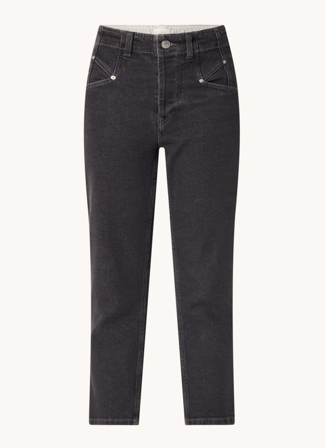 Isabel Marant Niliane high waist slim fit cropped jeans  - voorkant 3 antraciet