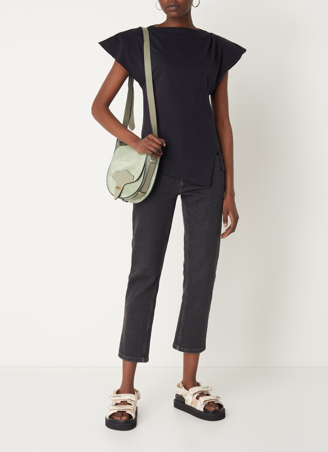 Isabel Marant Niliane high waist slim fit cropped jeans  - voorkant 4 antraciet