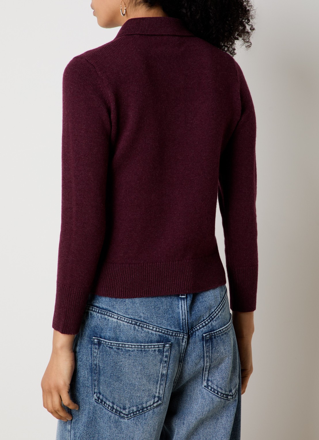 Isabel Marant Nola fijngebreide trui in wolblend met polokraag en ingebreid logo - achterkant 3 aubergine
