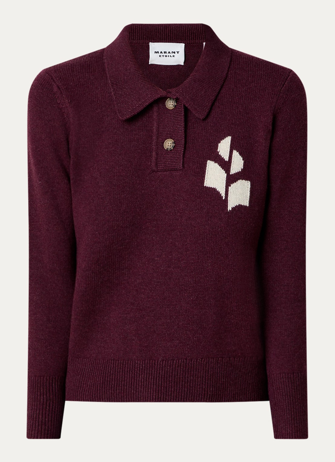 Isabel Marant Nola fijngebreide trui in wolblend met polokraag en ingebreid logo - voorkant 4 aubergine