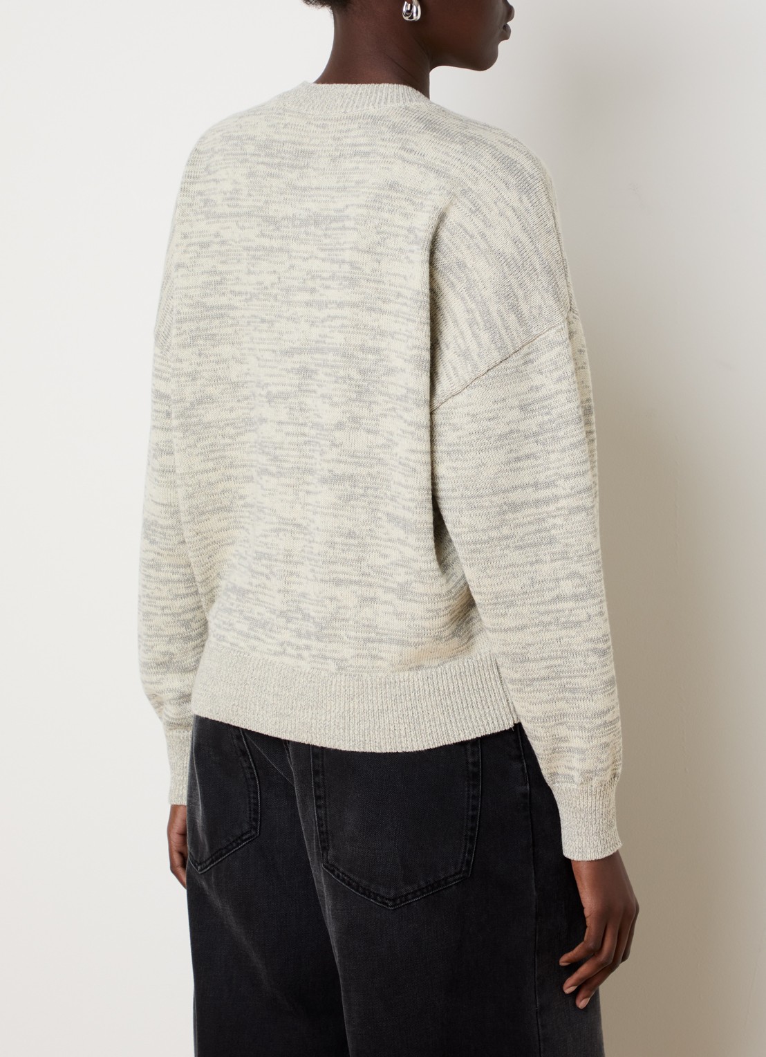 Isabel Marant Nouny grofgebreid vest in wolblend met gemêleerd dessin - achterkant grijsmele