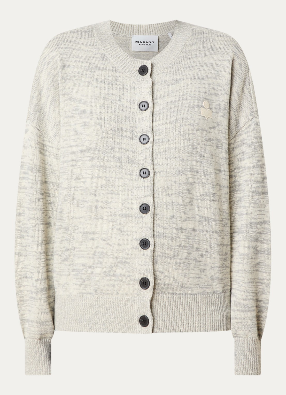 Isabel Marant Nouny grofgebreid vest in wolblend met gemêleerd dessin - voorkant 2 grijsmele