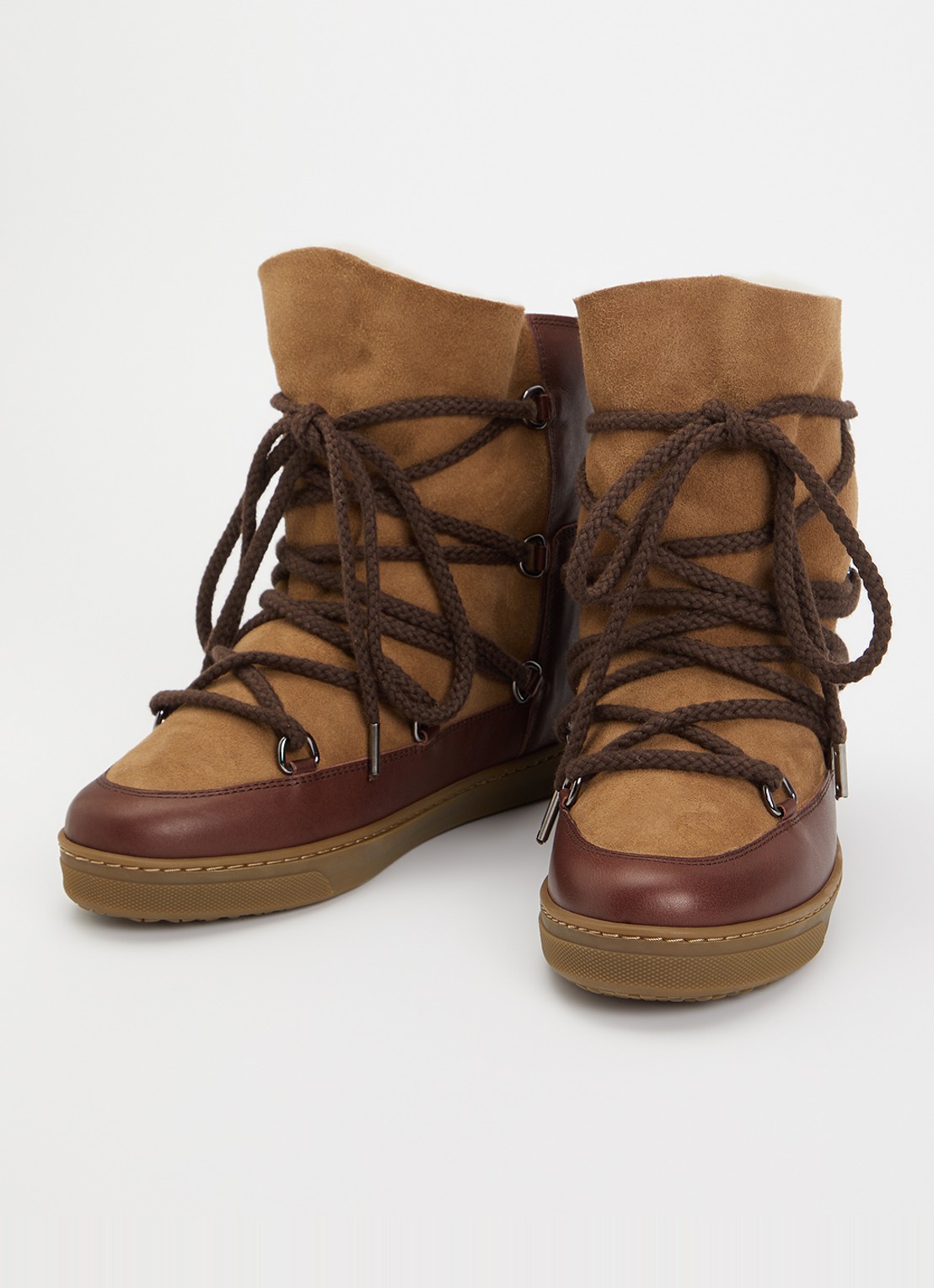 Isabel Marant Nowles snowboot van leer met suède details - detail bruin