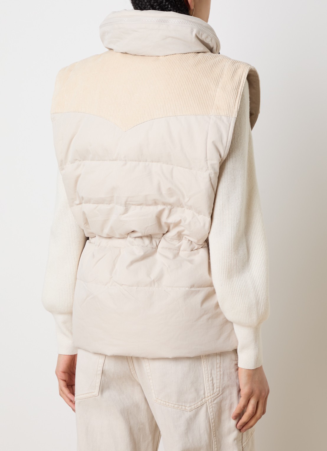 Isabel Marant Olfa bodywarmer met opbergbare capuchon en steekzakken - achterkant 4 creme