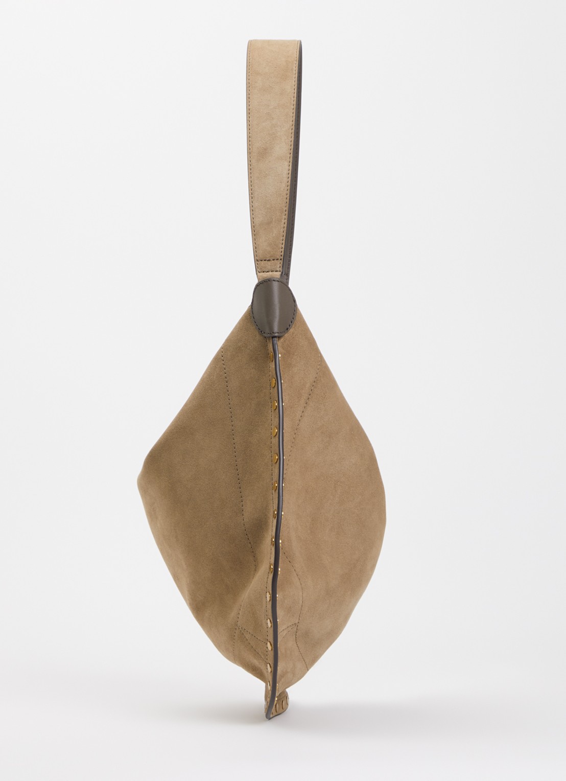Isabel Marant Oskan Hobo schoudertas van kalfssuède met studs - detail 2 zand