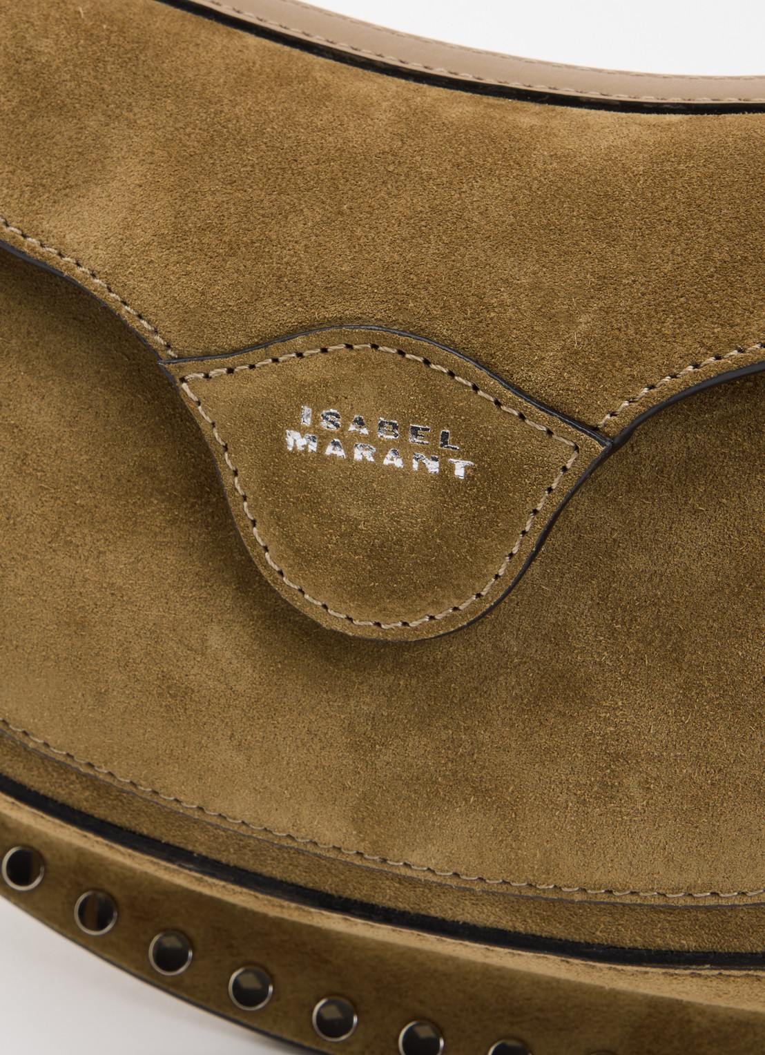 Isabel Marant Oskan Moon Pocket schoudertas van suède met studs en verstelbare schouderriem - detail 5 olijfgroen