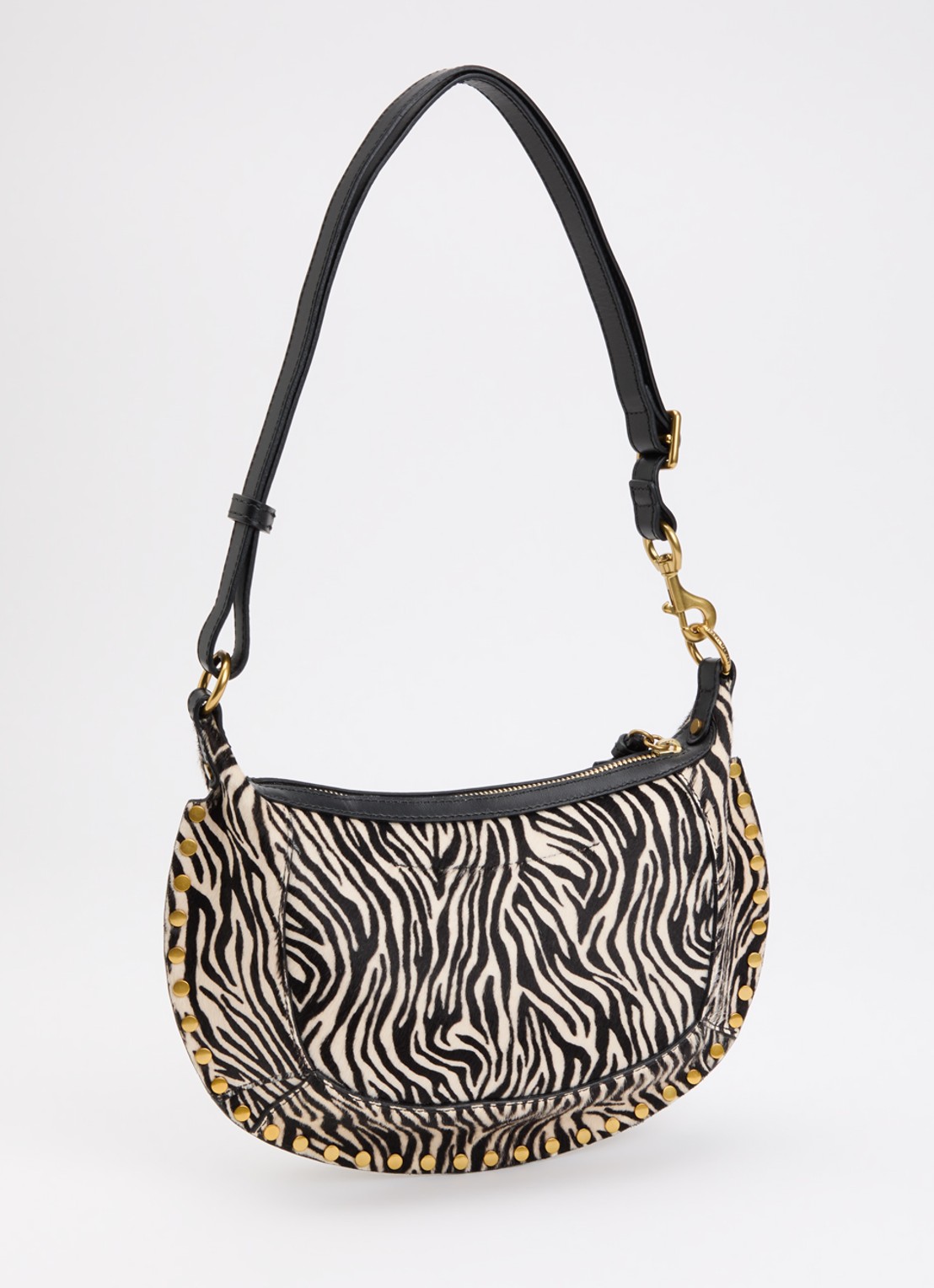 Isabel Marant Oskan Moon schoudertas van leer met ponyhair en zebraprint - achterkant zwart
