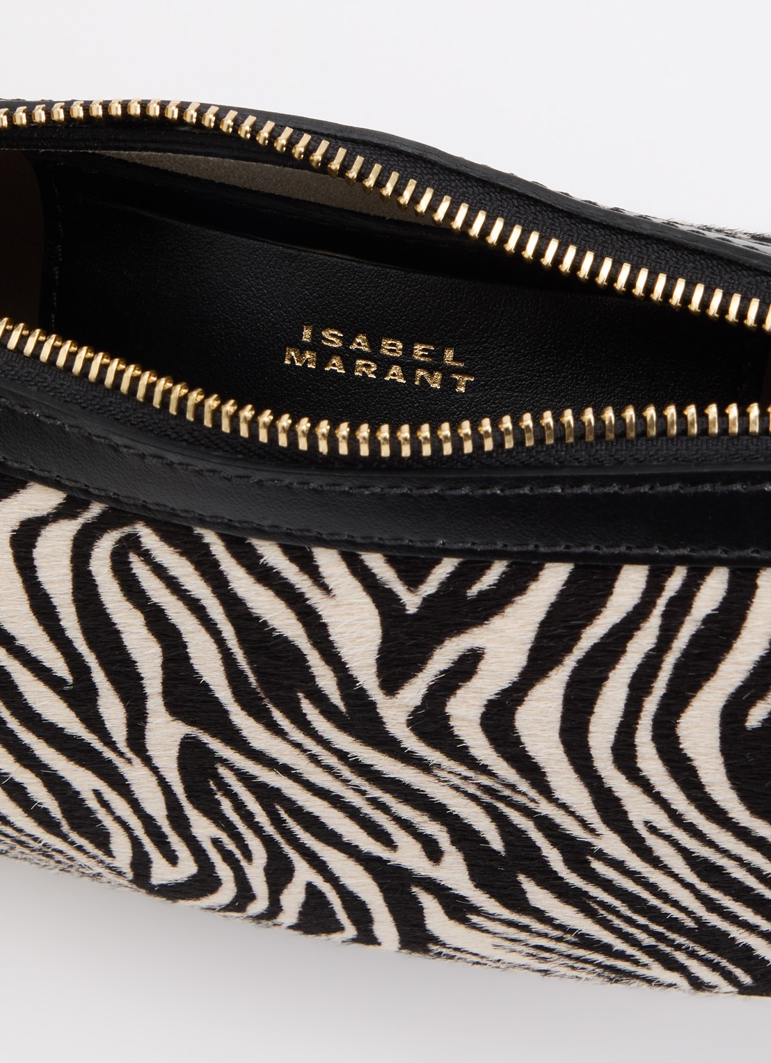 Isabel Marant Oskan Moon schoudertas van leer met ponyhair en zebraprint - detail 2 zwart