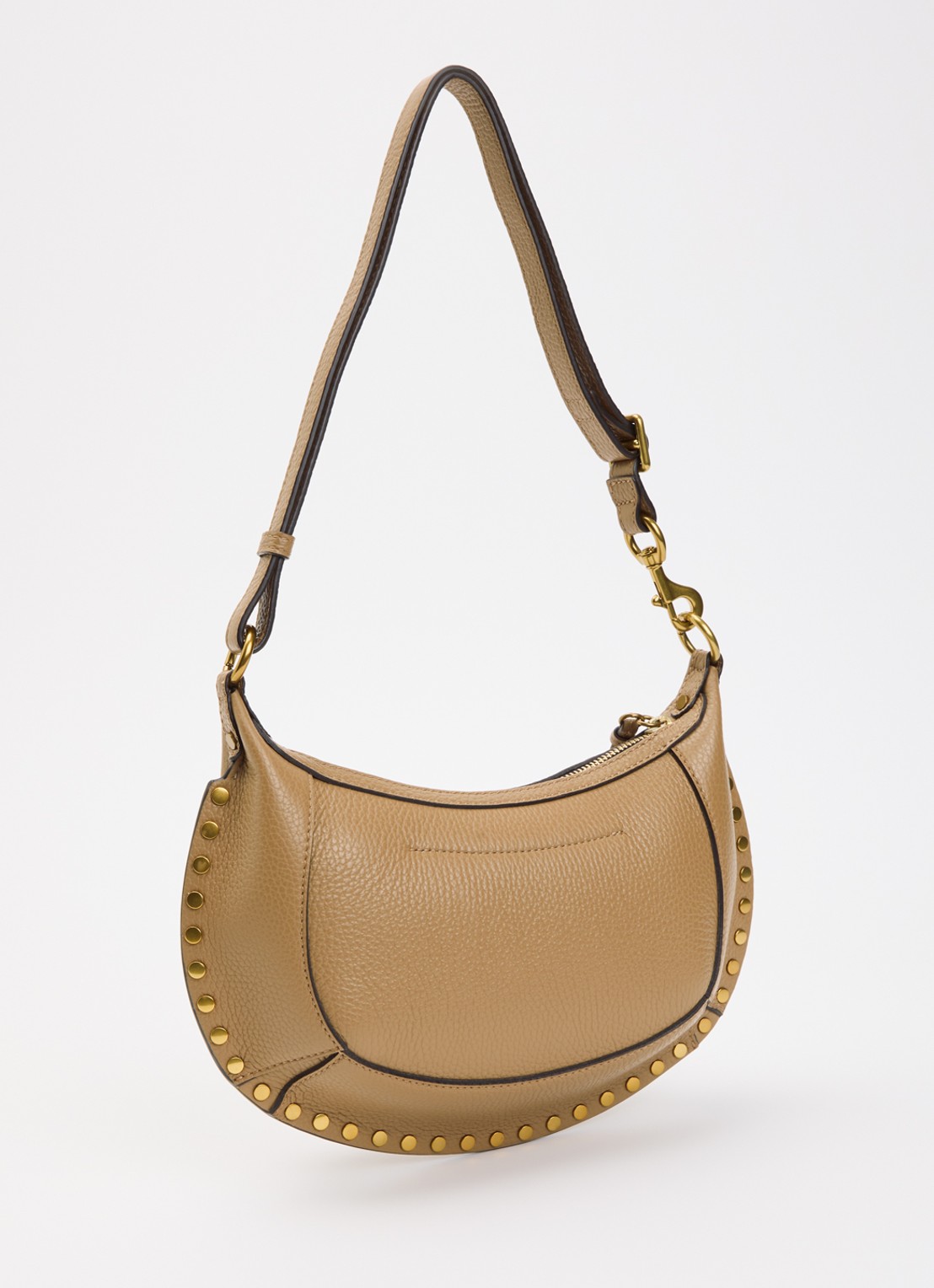 Isabel Marant Oskan Moon schoudertas van leer met studs en verstelbare schouderriem - achterkant 6 beige