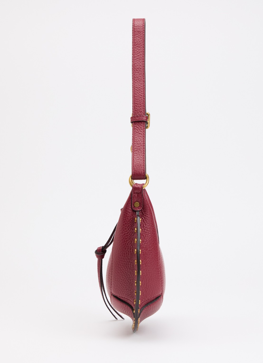 Isabel Marant Oskan Moon schoudertas van leer met studs en verstelbare schouderriem - detail 2 cranberryrood