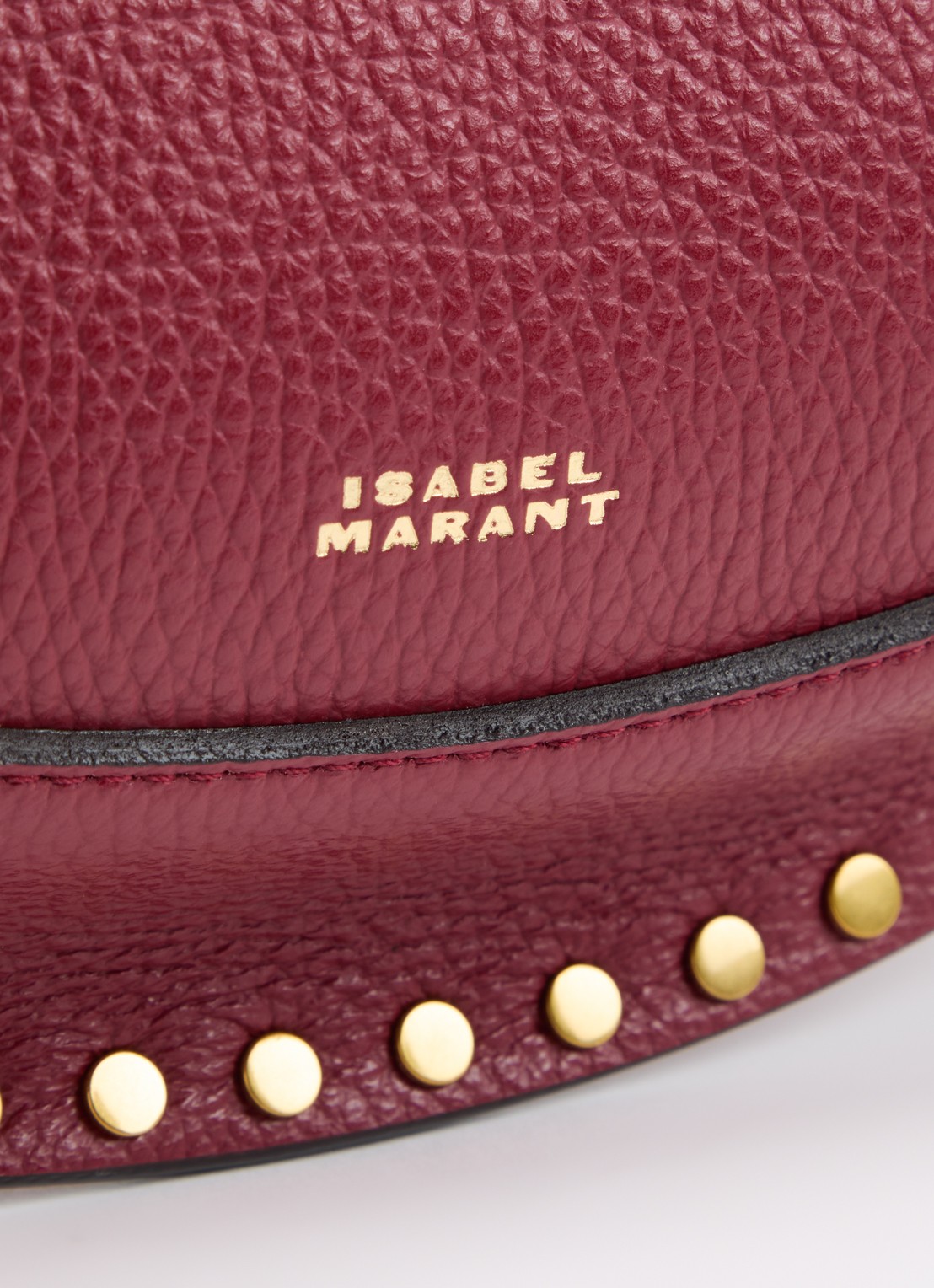 Isabel Marant Oskan Moon schoudertas van leer met studs en verstelbare schouderriem - detail 3 cranberryrood