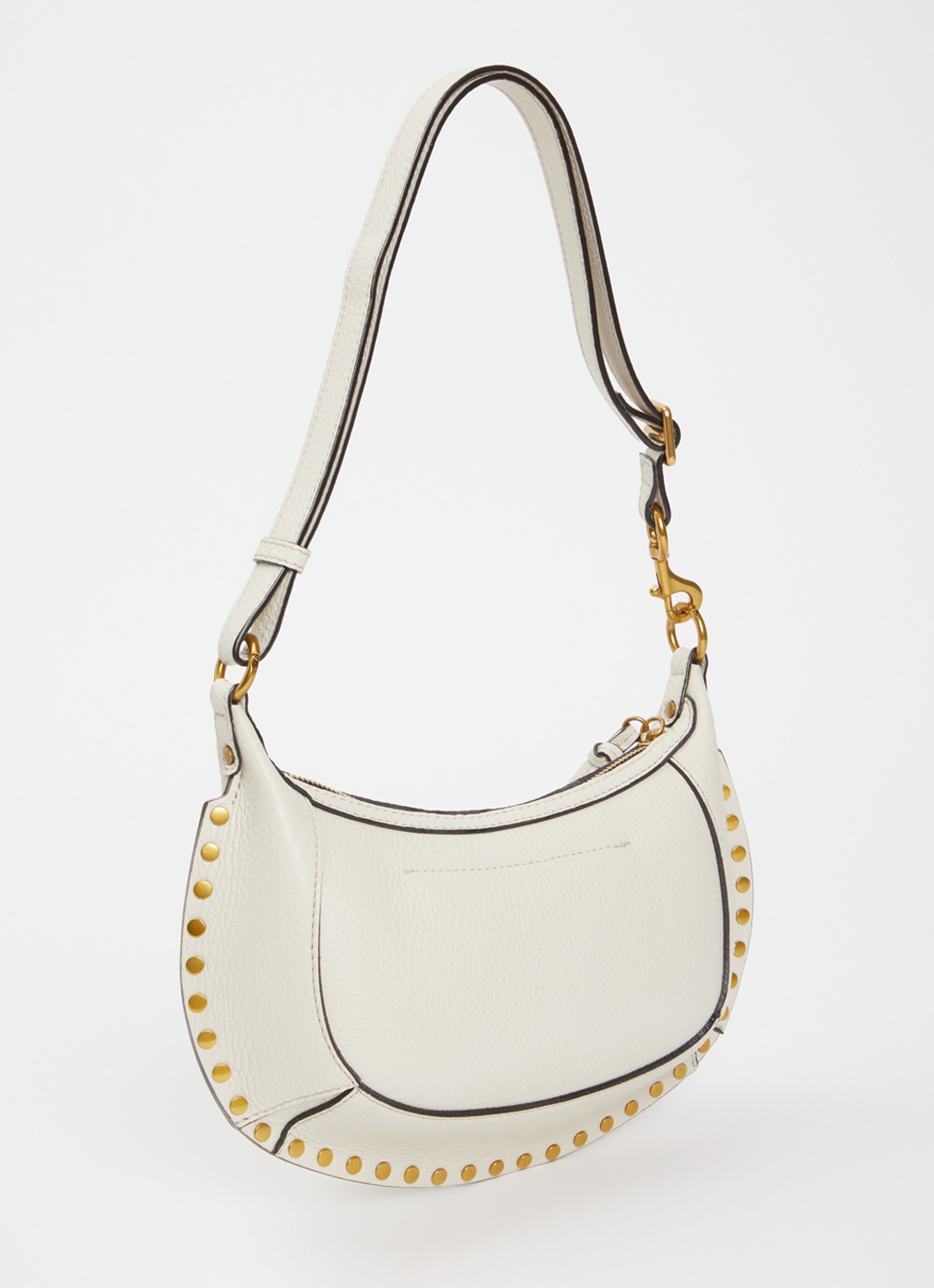 Isabel Marant Oskan Moon schoudertas van leer met studs - achterkant 5 gebroken wit
