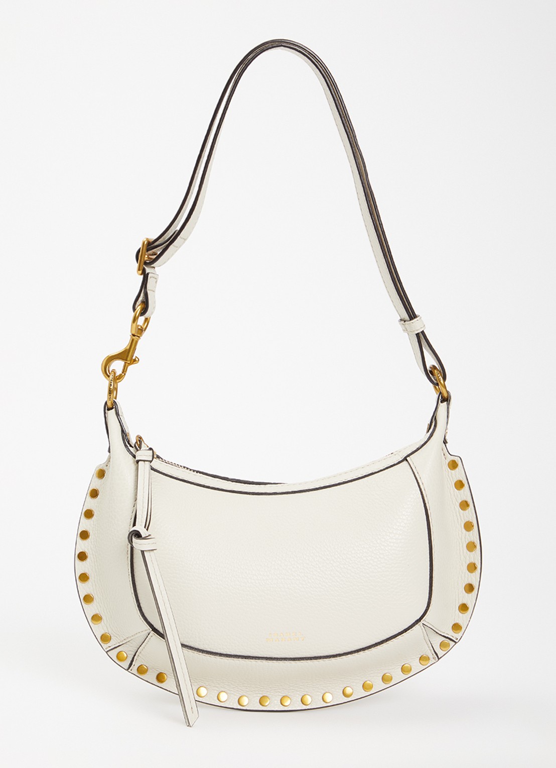 Isabel Marant Oskan Moon schoudertas van leer met studs - voorkant 6 gebroken wit