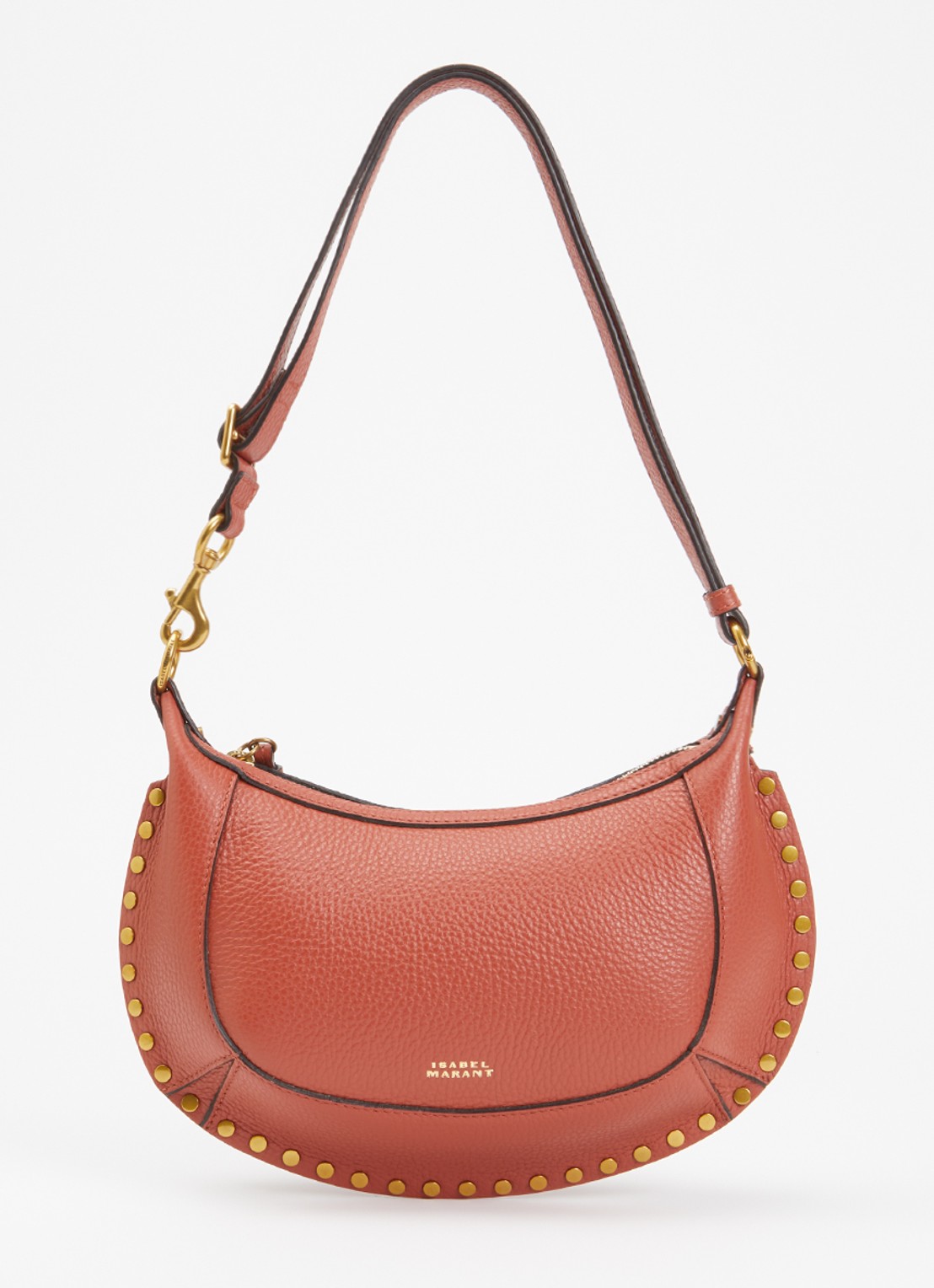 Isabel Marant Oskan Moon schoudertas van leer met studs - voorkant 2 beige