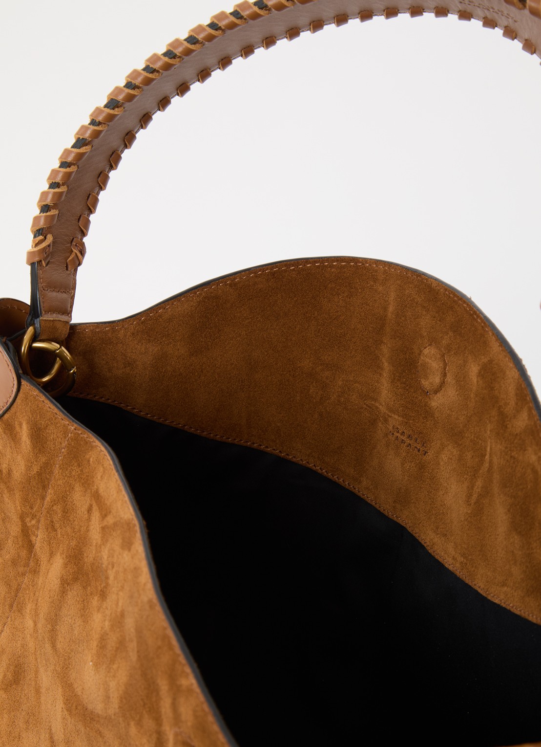 Isabel Marant Oskan schoudertas van kalfssuède met uitneembaar etui - detail 2 cognac
