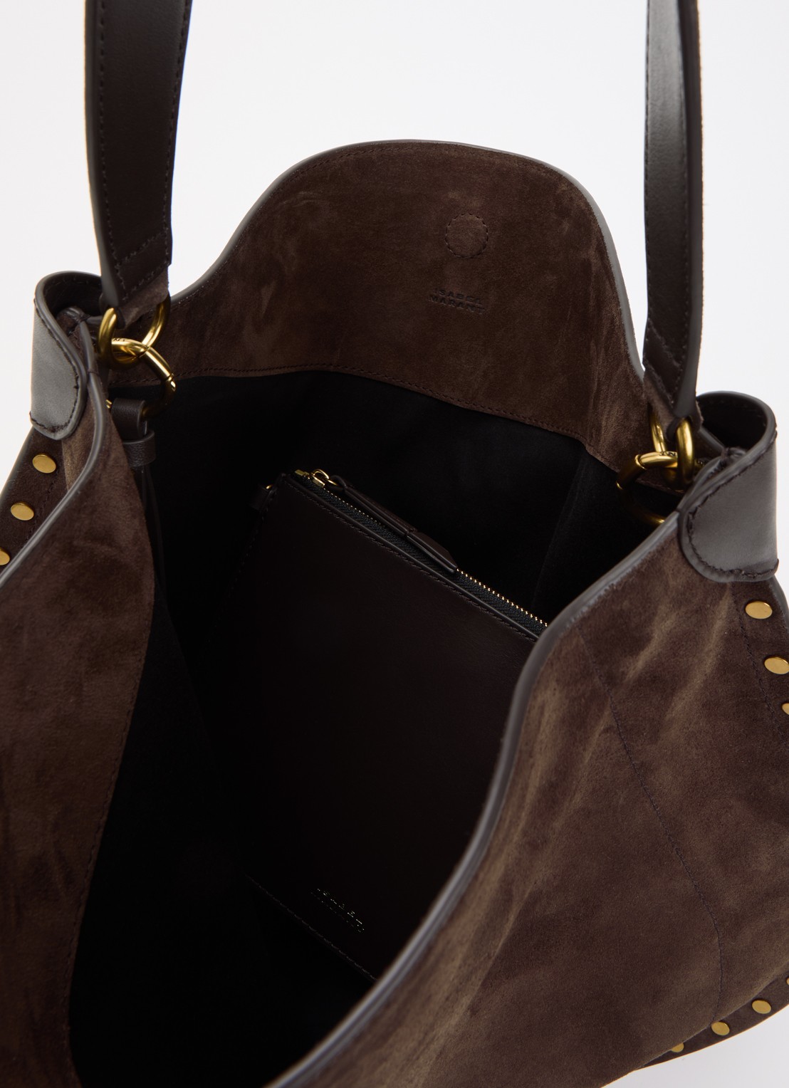 Isabel Marant Oskan schoudertas van kalfssuède - detail 2 donkerbruin