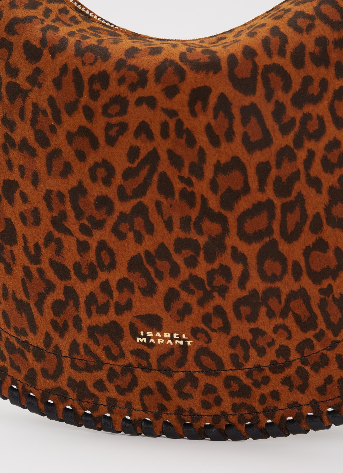 Isabel Marant Oskan schoudertas van suède met panterprint - detail 3 bruin