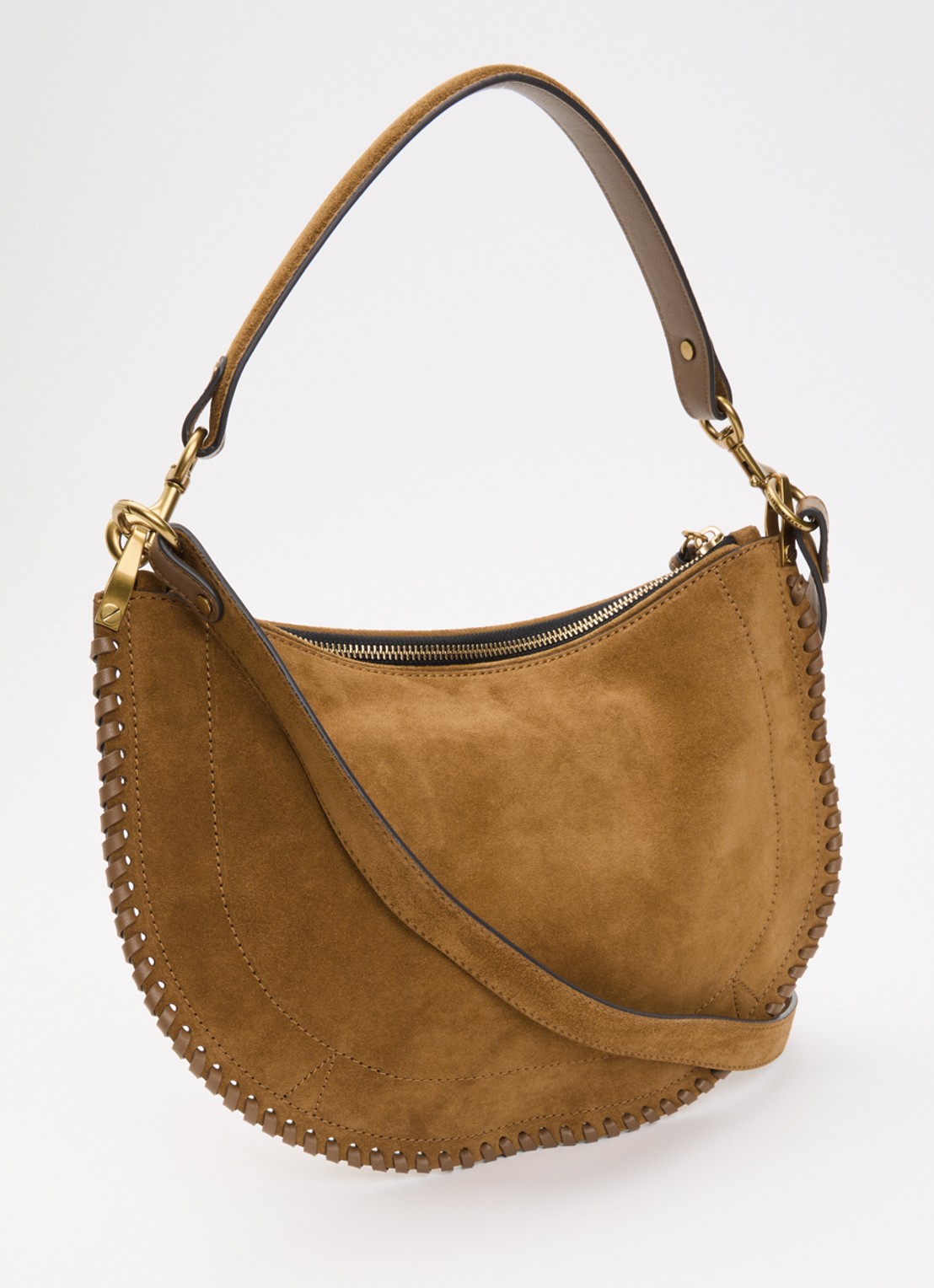 Isabel Marant Oskan Soft crossbodytas van kalfssuède - achterkant 2 cognac