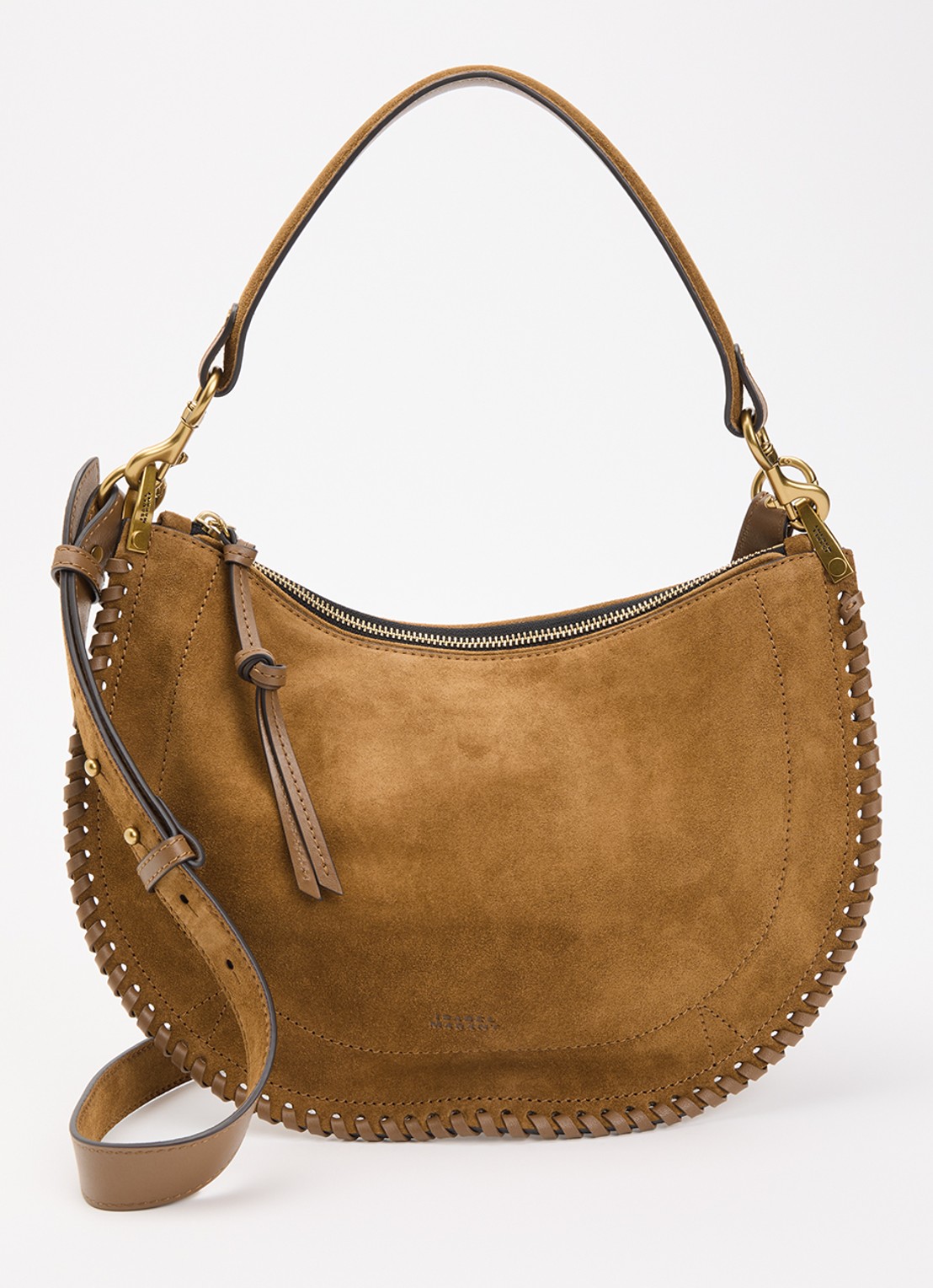 Isabel Marant Oskan Soft crossbodytas van kalfssuède - voorkant cognac