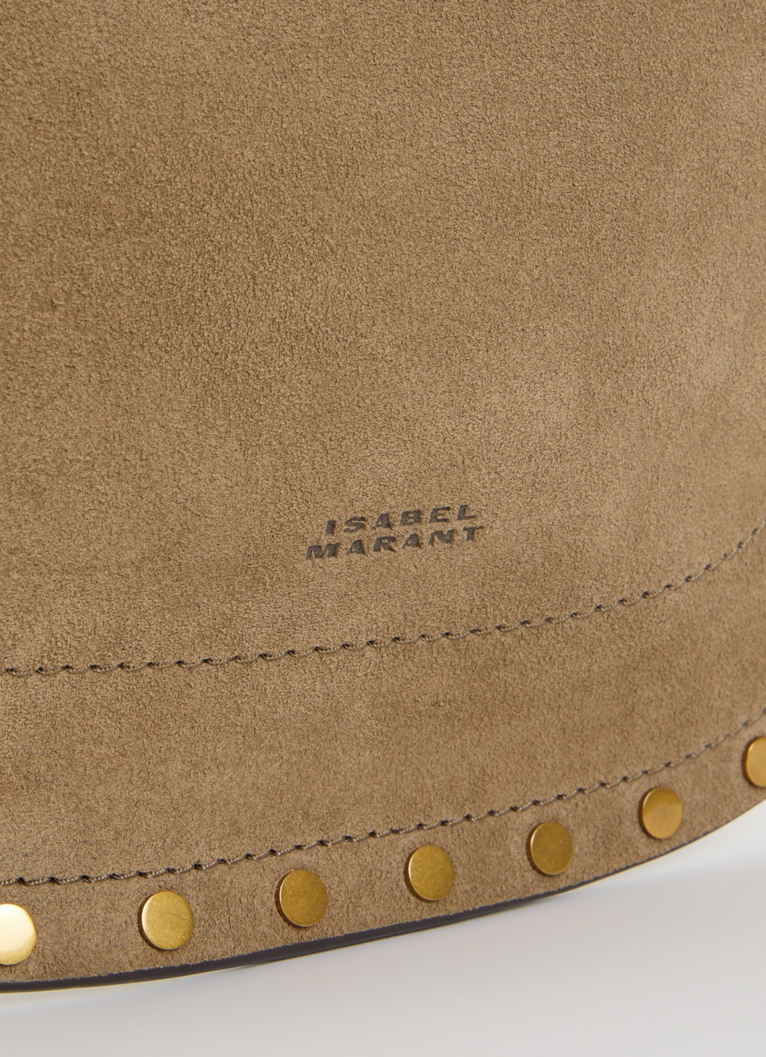 Isabel Marant Oskan Soft Zip schoudertas van suède met studs en afneembare schouderriem - detail 3 donkerbeige
