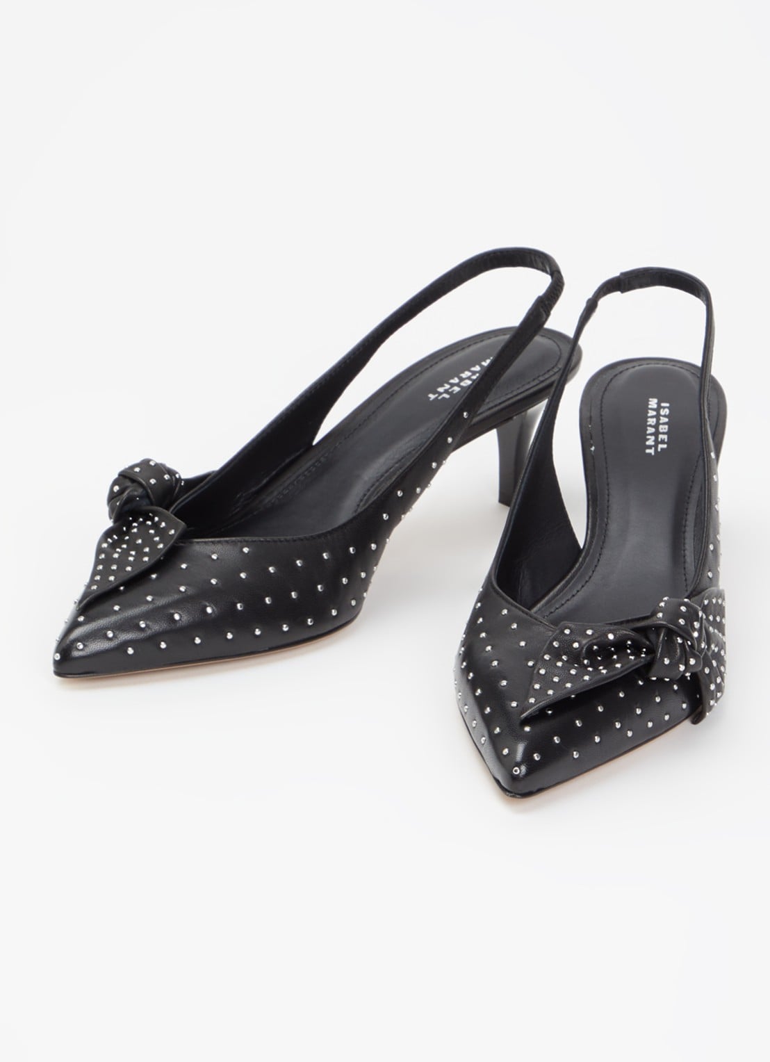 Isabel Marant Palmo sling-back van lamsleer met studs - detail zwart